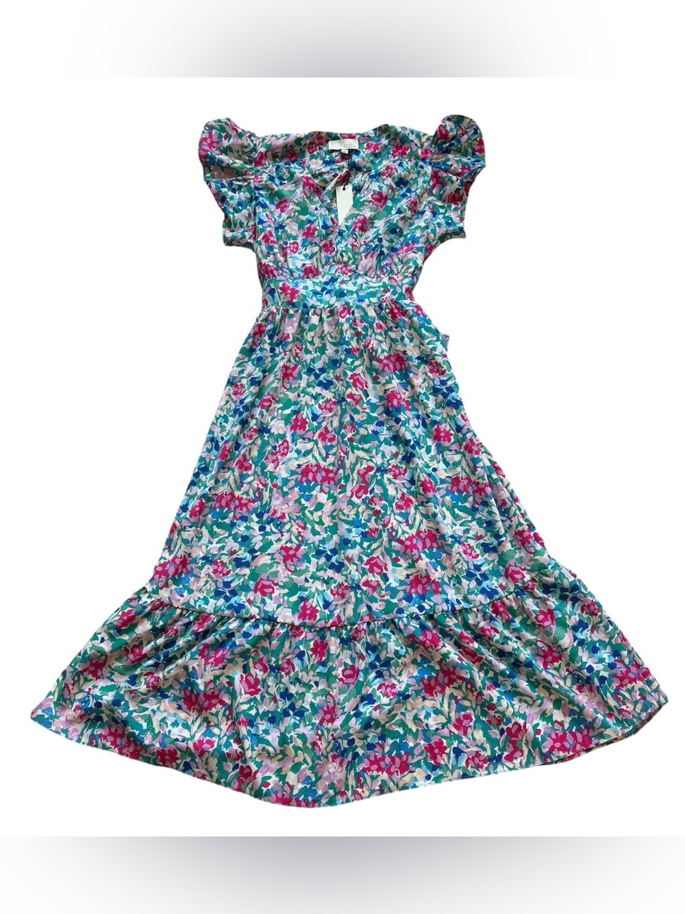 Pinch Floral Puff Sleeve Midi Dress NWT Cottagecore Garden Party Size S Summer